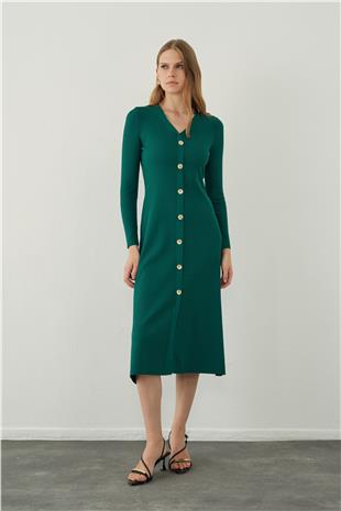 V neck Long knitted dress