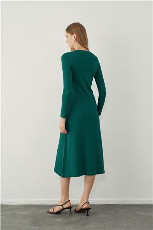 V neck Long knitted dress