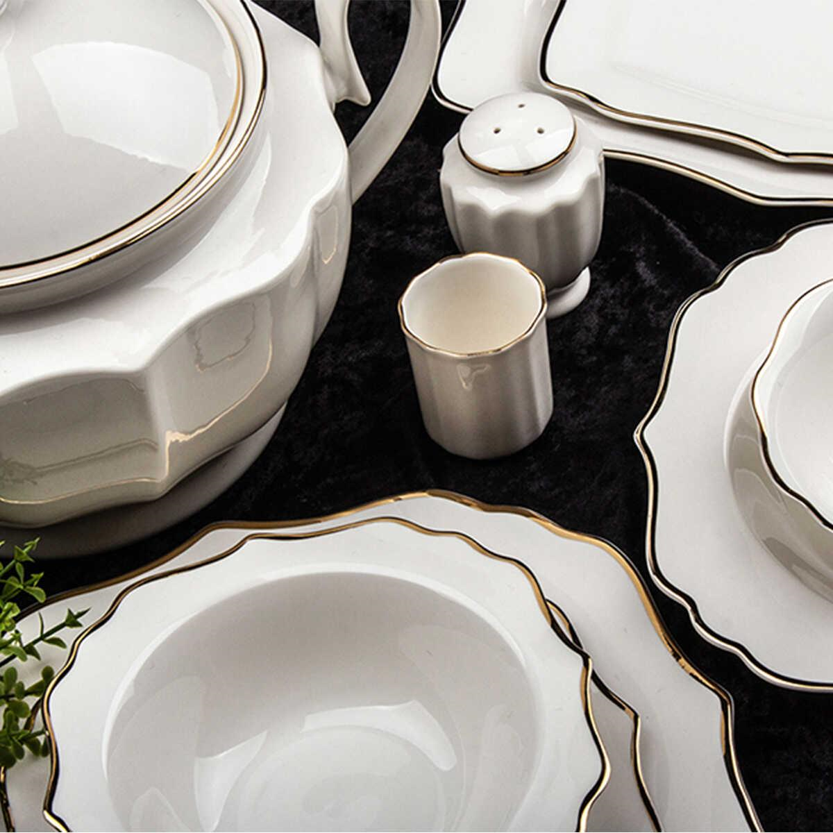 Aryıldız 60 Parça Gold Porselen Yemek Takımı 34000 