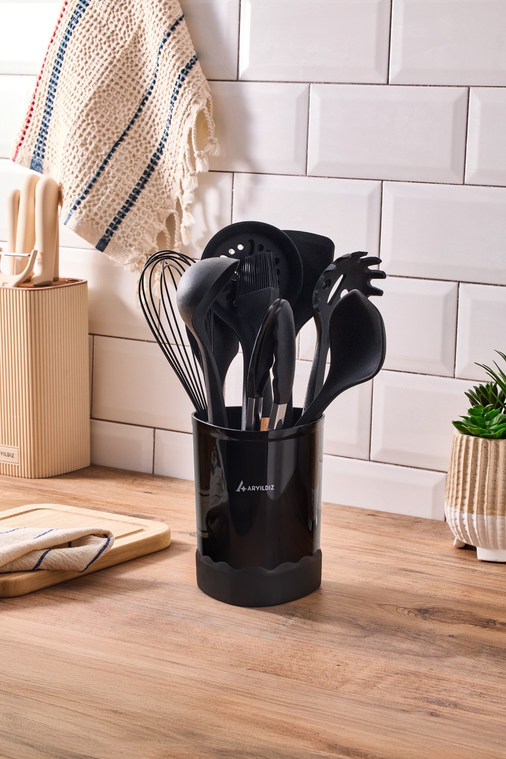 Aryıldız Dailytools Silikon Mutfak Set 10 Parça Ahşap Siyah Ar262986 