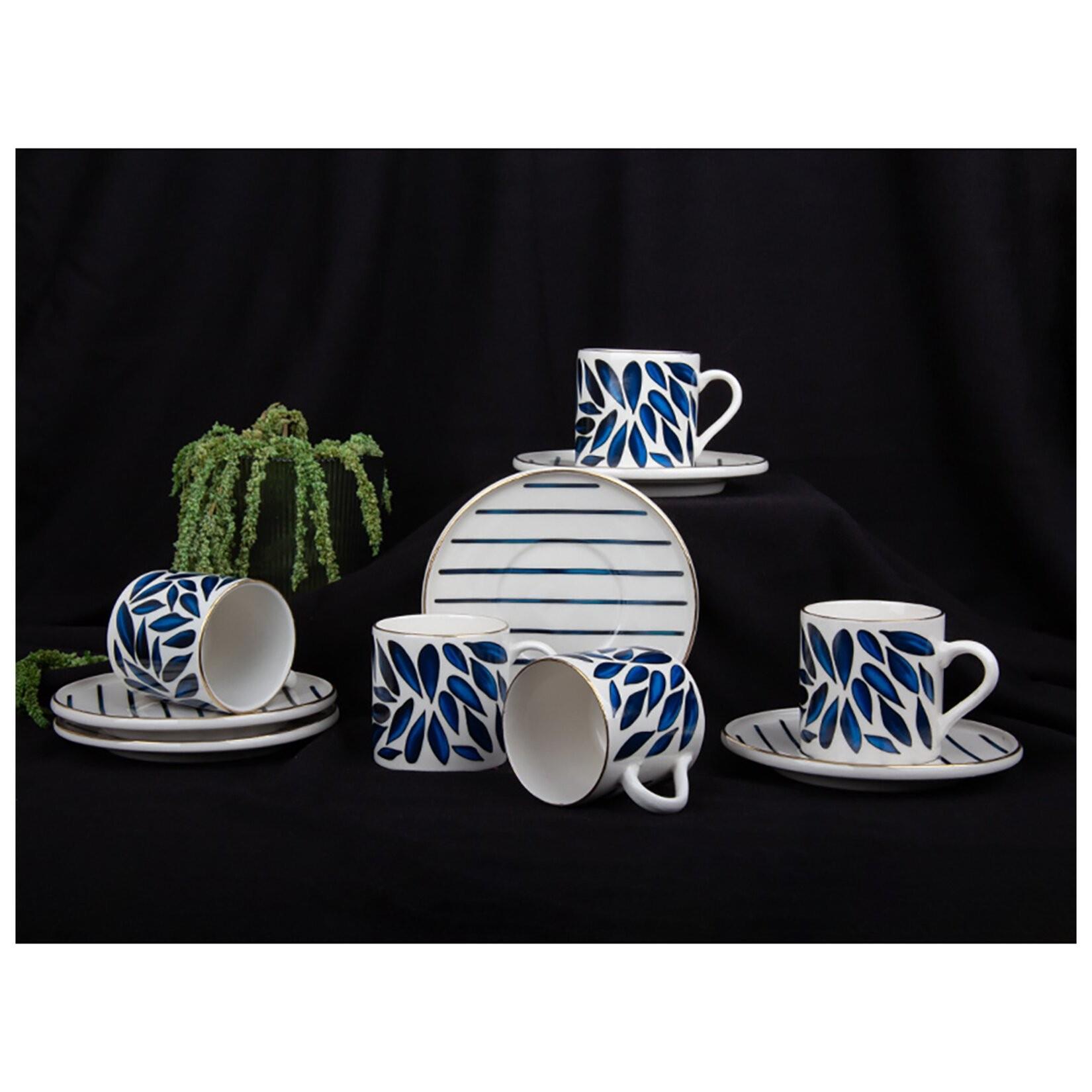 Aryıldız Foglia 12 Parça 6 Kişilik Porselen Türk Kahve Fincan Seti Ar238196 