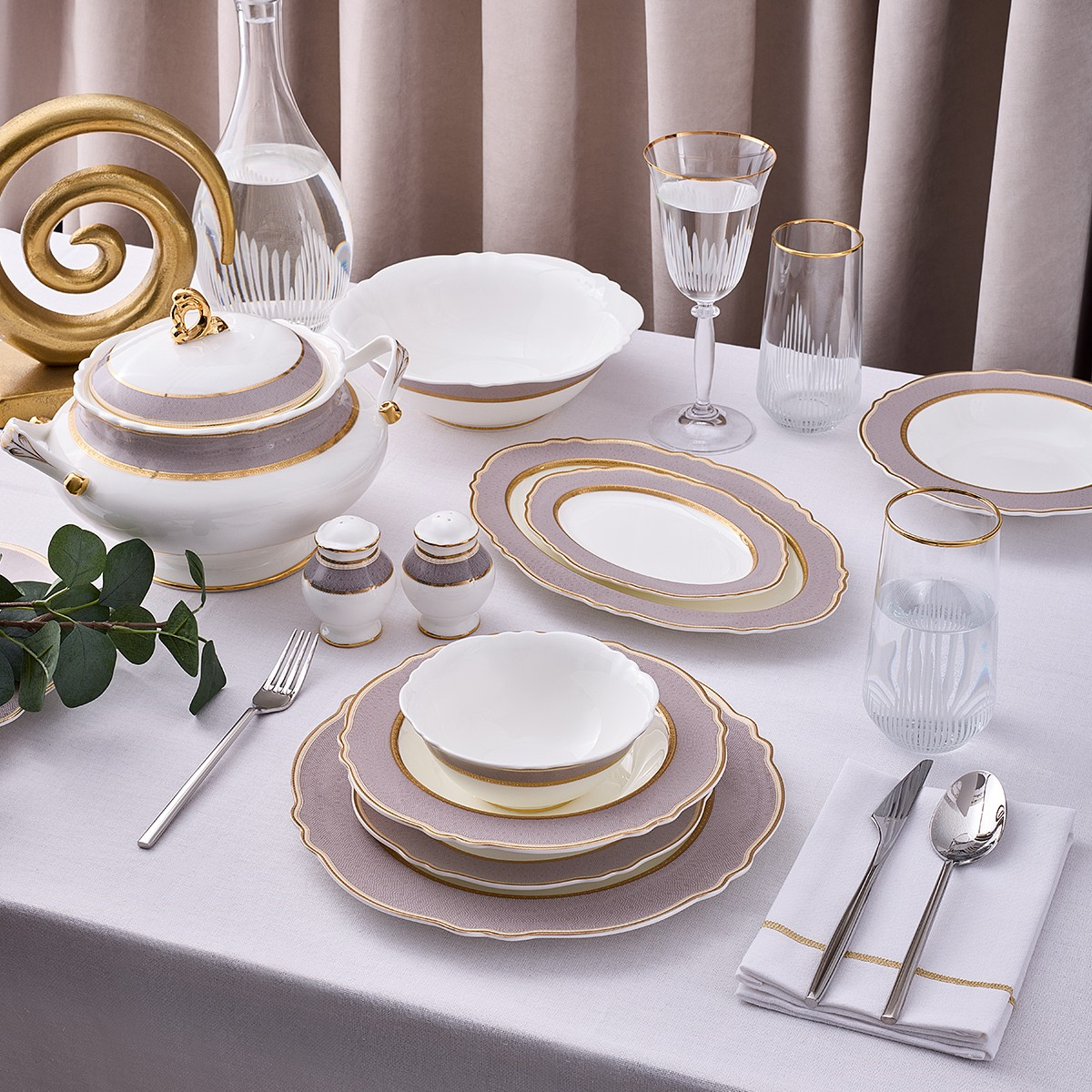Aryıldız Majestic 60 Parça 12 Kişilik Porselen Yemek Takımı Ar261347 