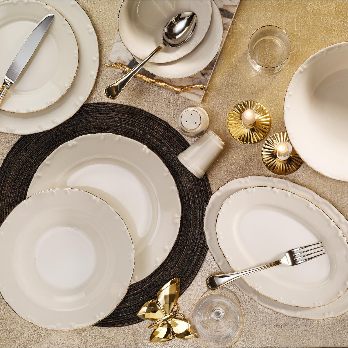 Aryıldız Romance Gold 30 Parça 6 Kişilik Porselen Yemek Takımı Ar4038048 