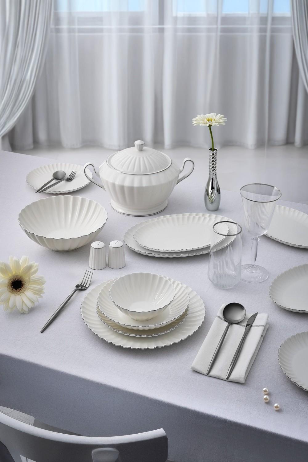 Aryıldız Sintra Platin 60 Parça Porselen Yemek Takımı Ar255476 