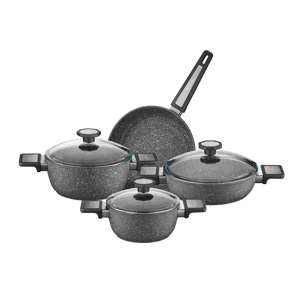 Aryıldız Vortex Granitium 7 Parça Granit Tencere Seti Ar260241 