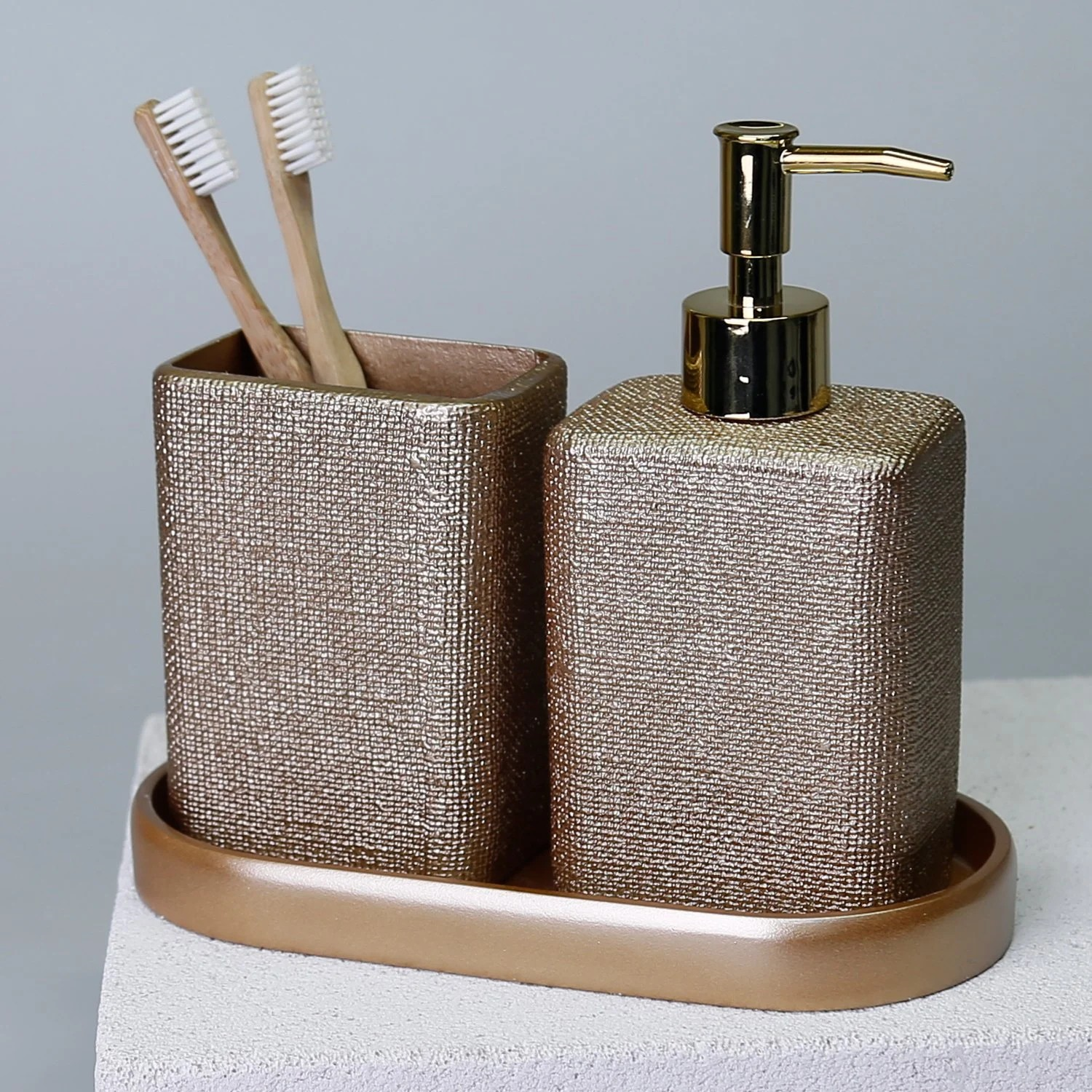 By Selim Linen Vizon 5 Parça Polyester Banyo Seti 