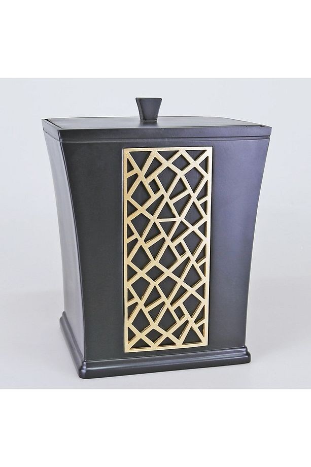 By Selim Mirage Siyah Altın 5 Parça Polyester Banyo Seti 