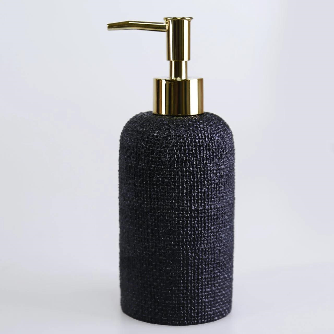 By Selim Natural 5 Parça Polyester Banyo Seti Siyah 