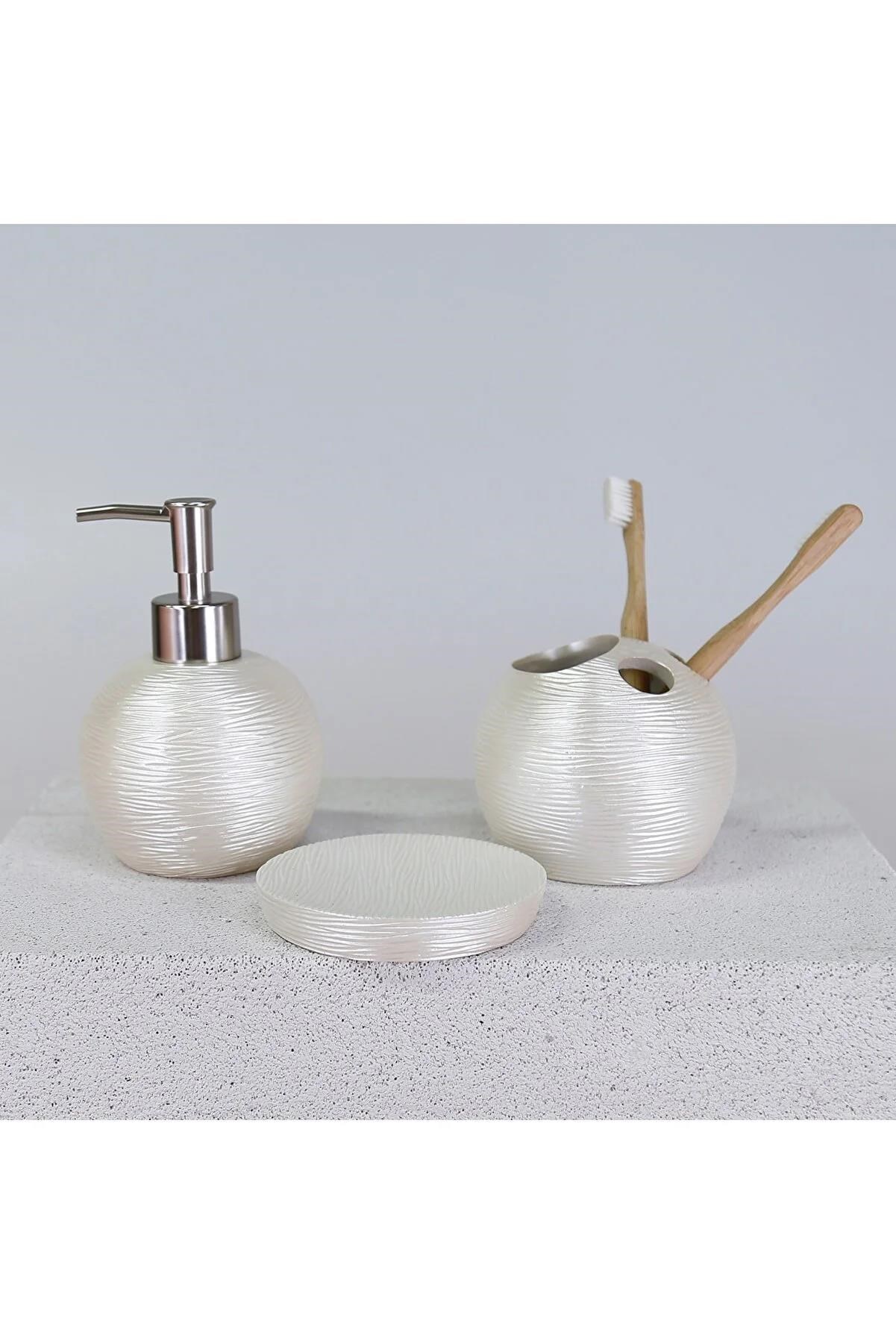 By Selim Planet İnci 5 Parça Polyester Banyo Seti 