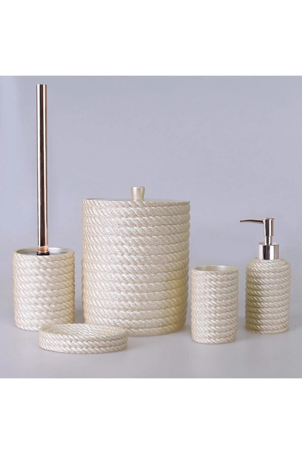 By Selim Rope İnci 5 Parça Polyester Banyo Seti 