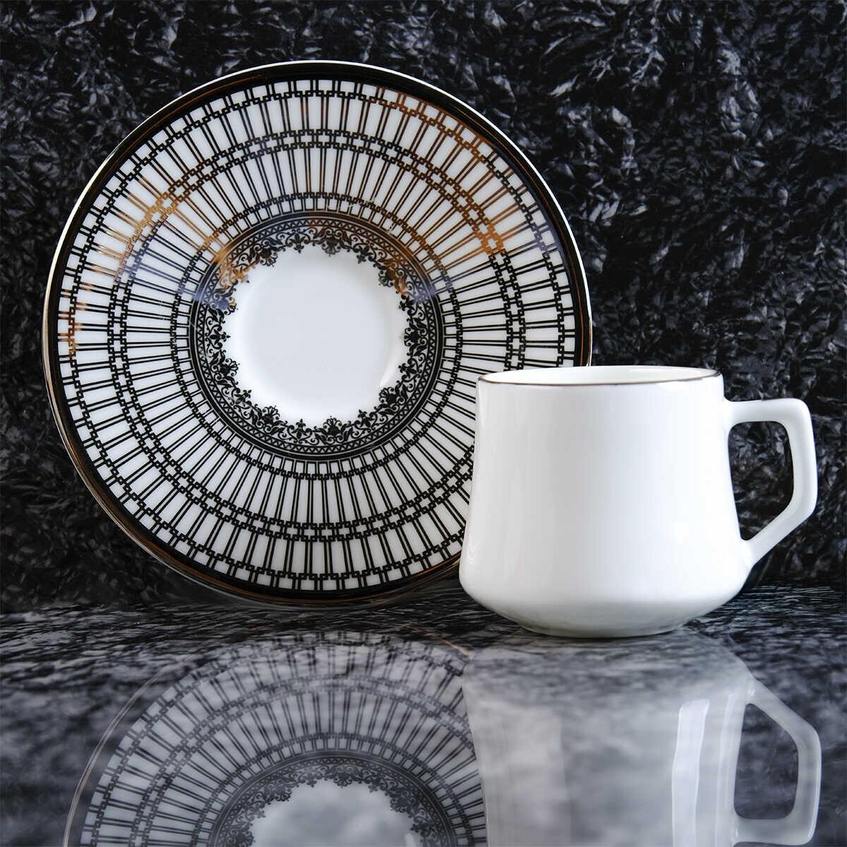 Evaliza Crown Platin 6 Kişilik Porselen Kahve Fincan Takımı 80 ml 44199 