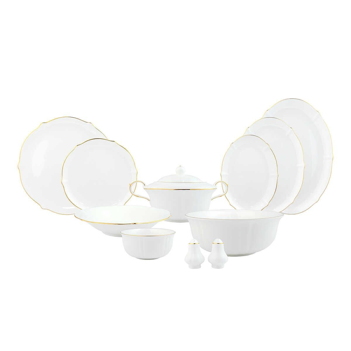 Evaliza Magnolia Gold 60 Parça 12 Kişilik Porselen Yemek Takımı 