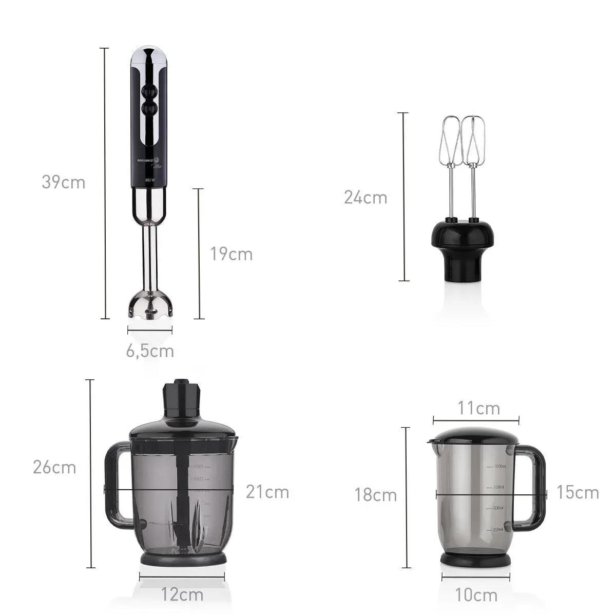 Korkmaz A447-12 Mia Mega Siyah/Krom Blender Set 