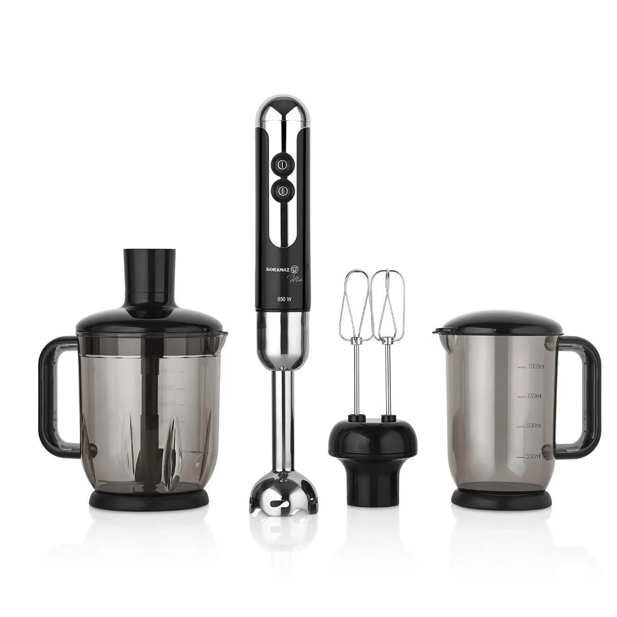 Korkmaz A447-12 Mia Mega Siyah/Krom Blender Set 