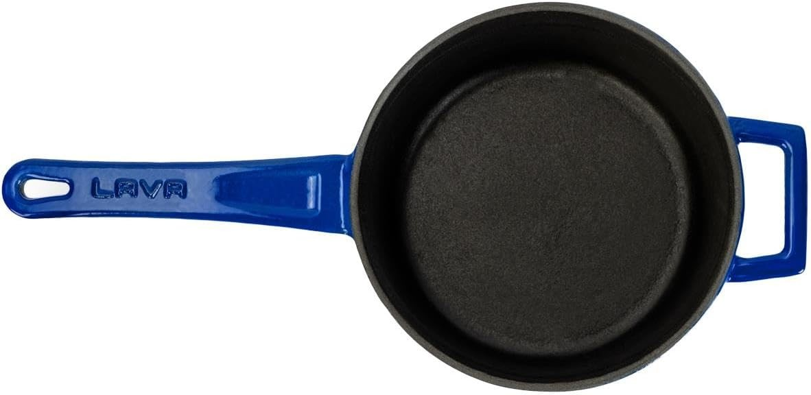 Lava Döküm Saplı Sos Sütlük Tencere 16 Cm Mavi Cam Kapak LVYSOS16K3B 