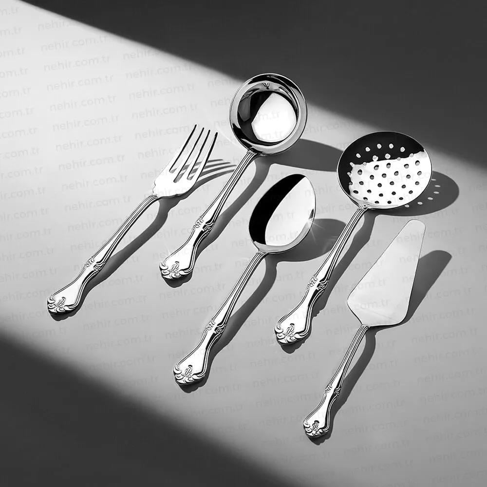 Nehir Lalezar Sade 5 Parça Çelik Servis Takımı 
