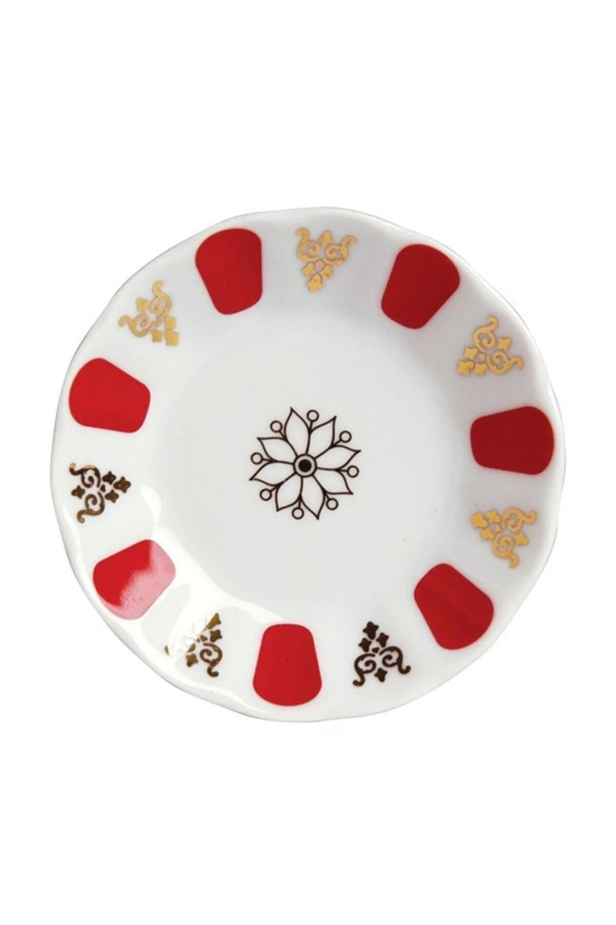 Porland Kahveci Kırmızı Yaldız Porselen Çay Tabağı 11 Cm 