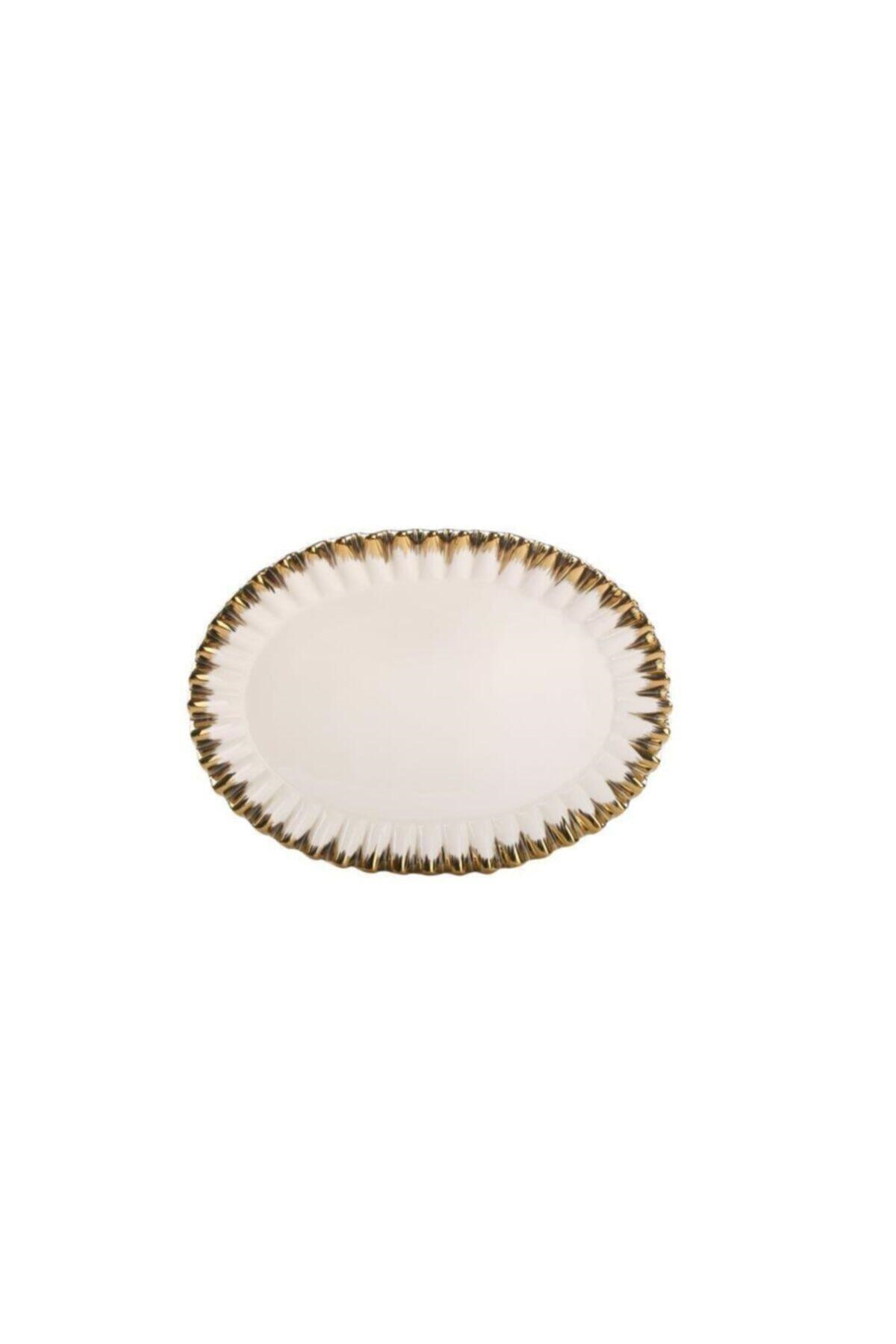 Roy King Daisy Oval 38cm Sunum Tabağı Altın GBO 130 