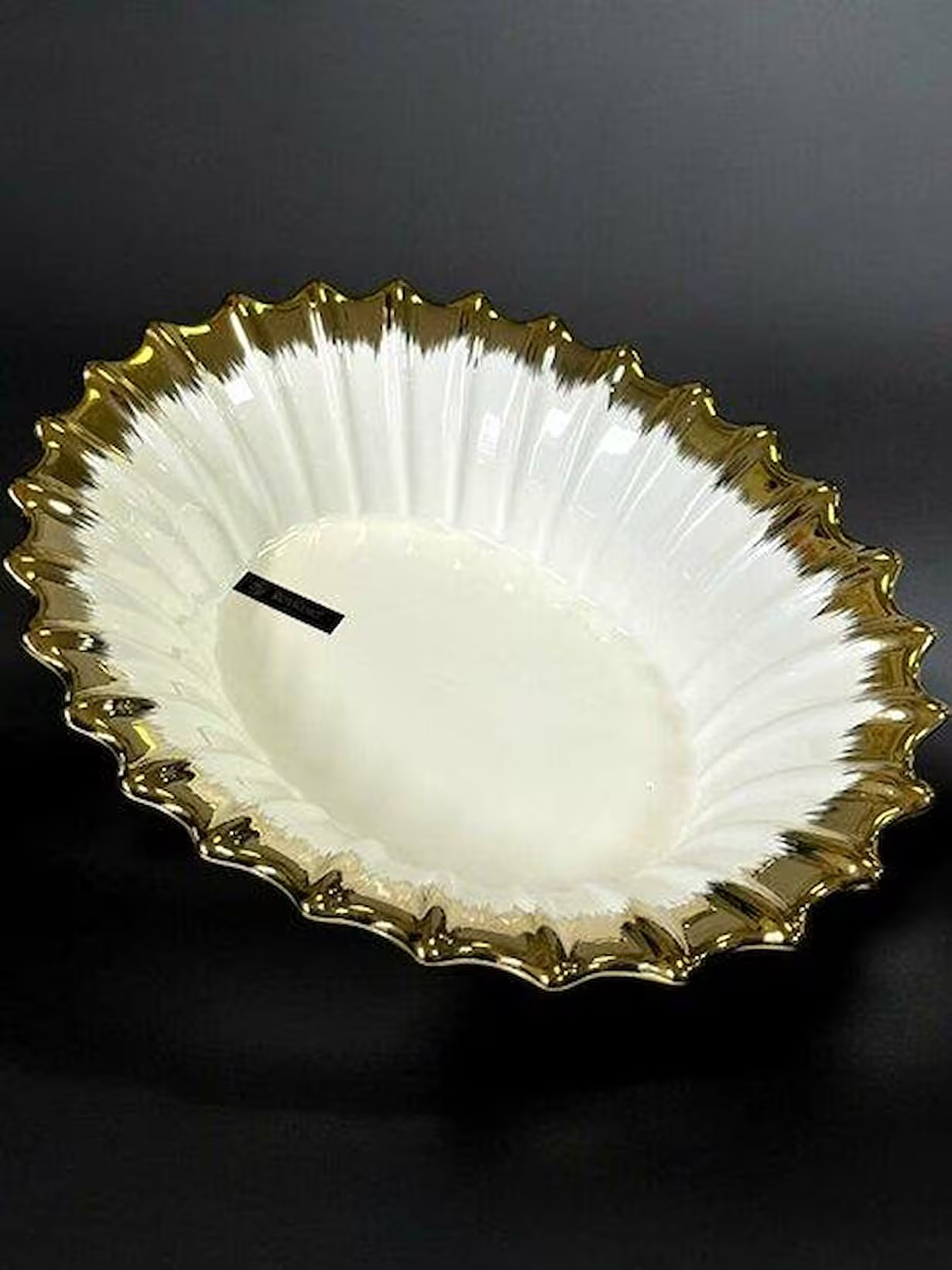 Roy King Line Gold Oval Derin Sunum Tabak 30x24 Cm Gbs006 