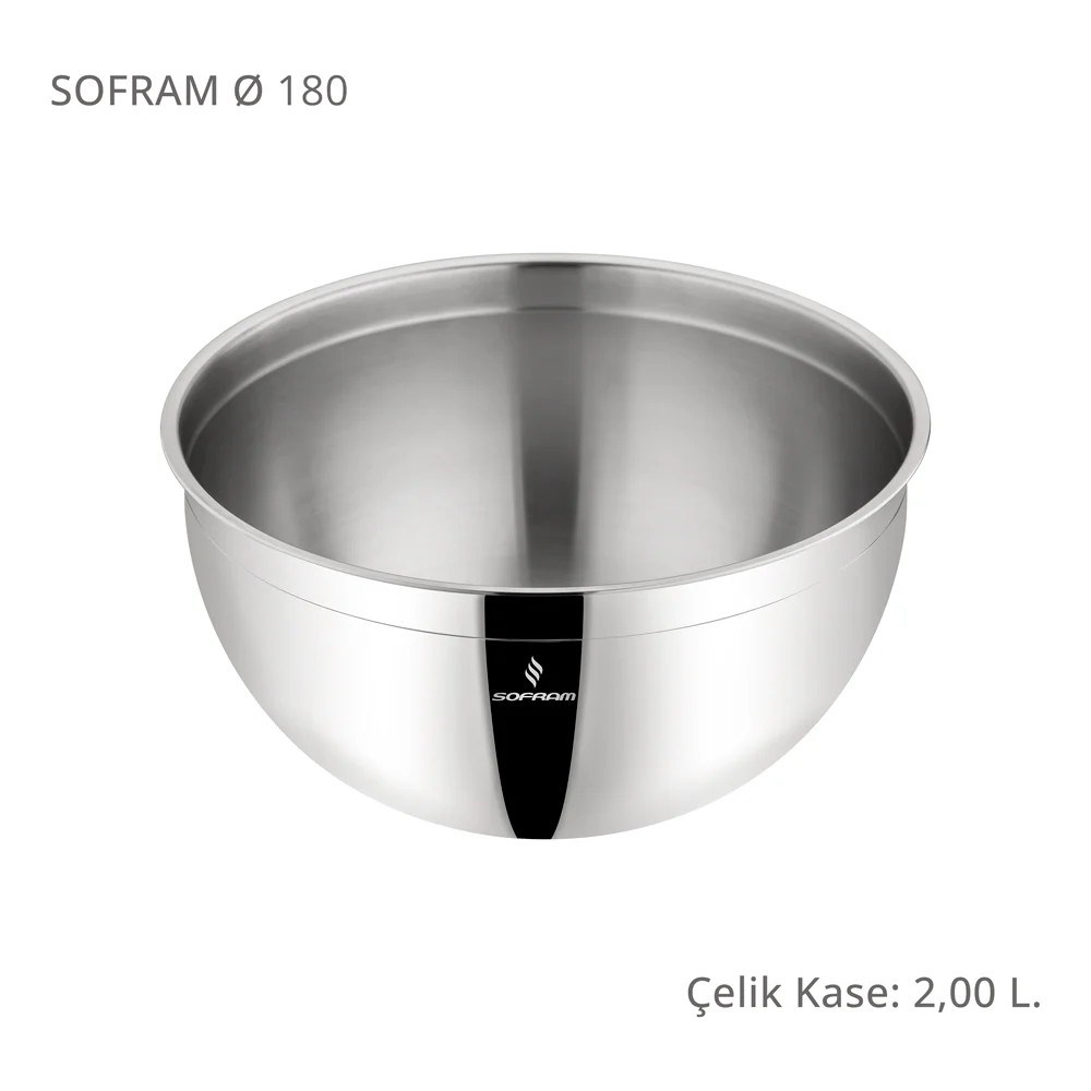Sofram Çelik Derin Karıştırma Kabı Kase 18 Cm 2,00 Litre Yeni 