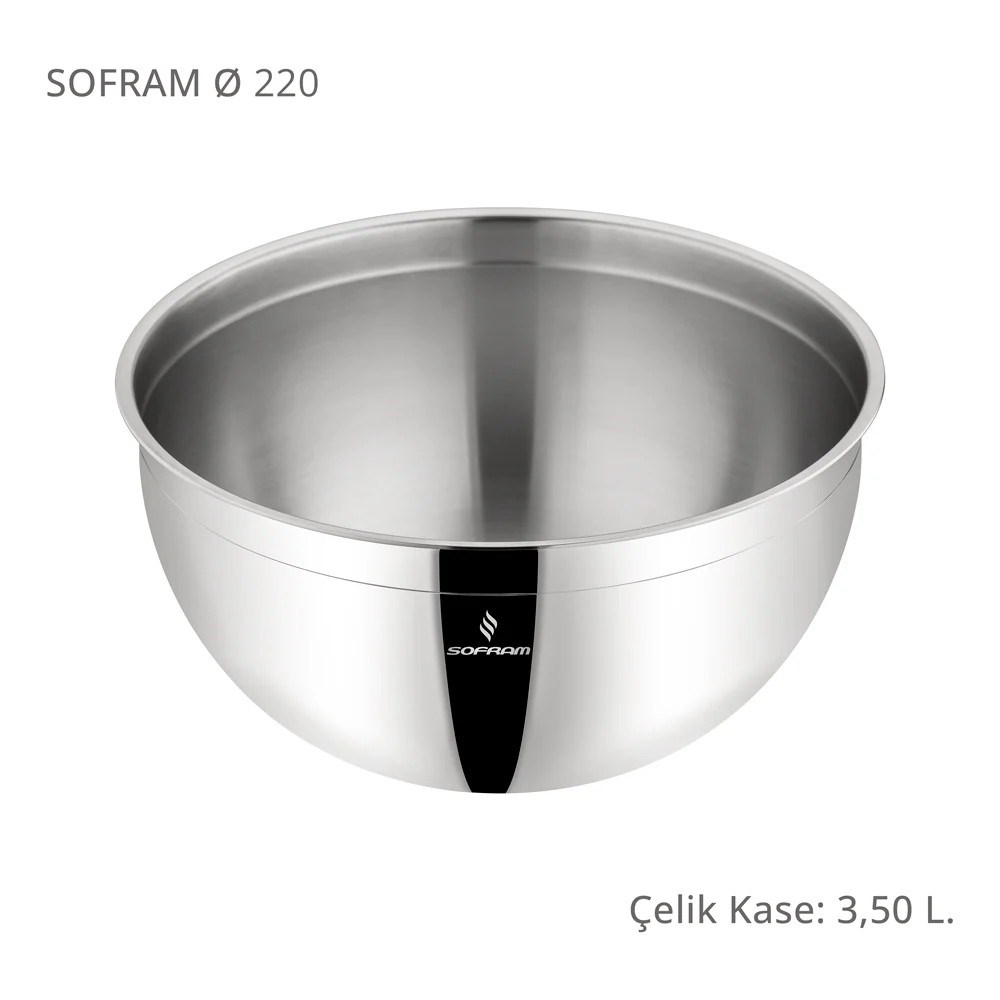 Sofram Çelik Derin Karıştırma Kabı Kase 22 Cm 3,50 Litre Yeni 