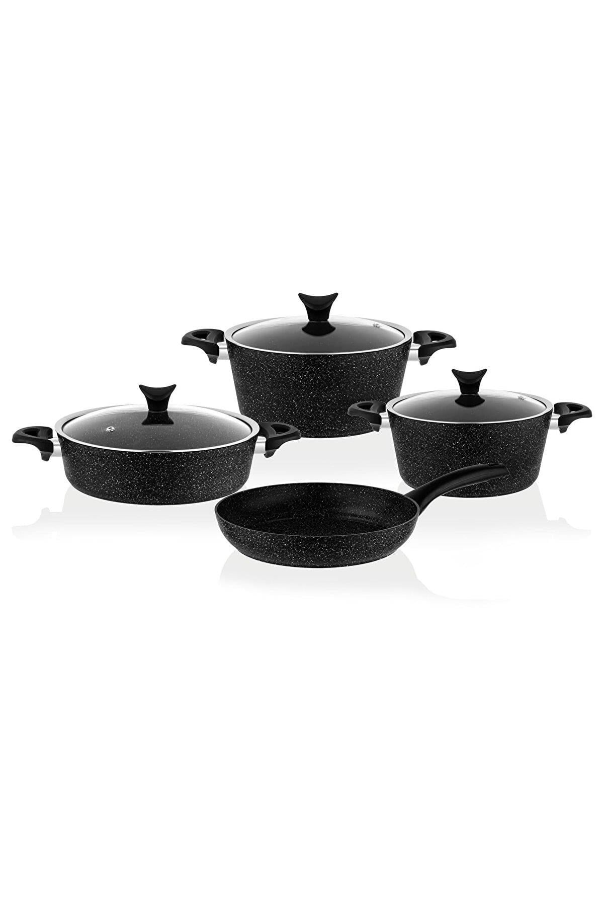 TAÇ MASTER COOK 7 PARÇA GRANİT TENCERE SETİ SİYAH 3455 