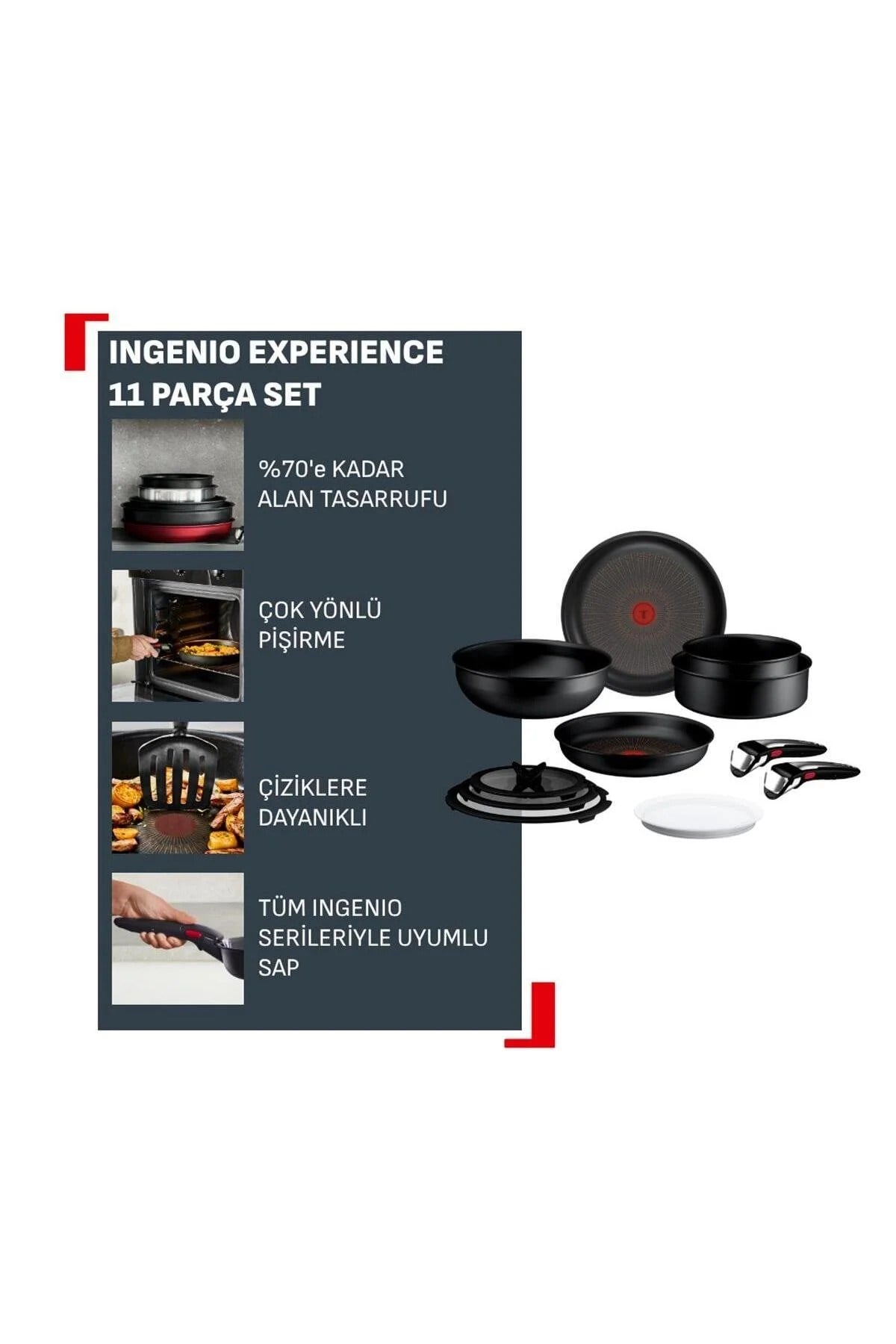 Tefal Ingenio Experience Fusion Core 9x Büyük Tava ve Tencere Seti 11 Parça 
