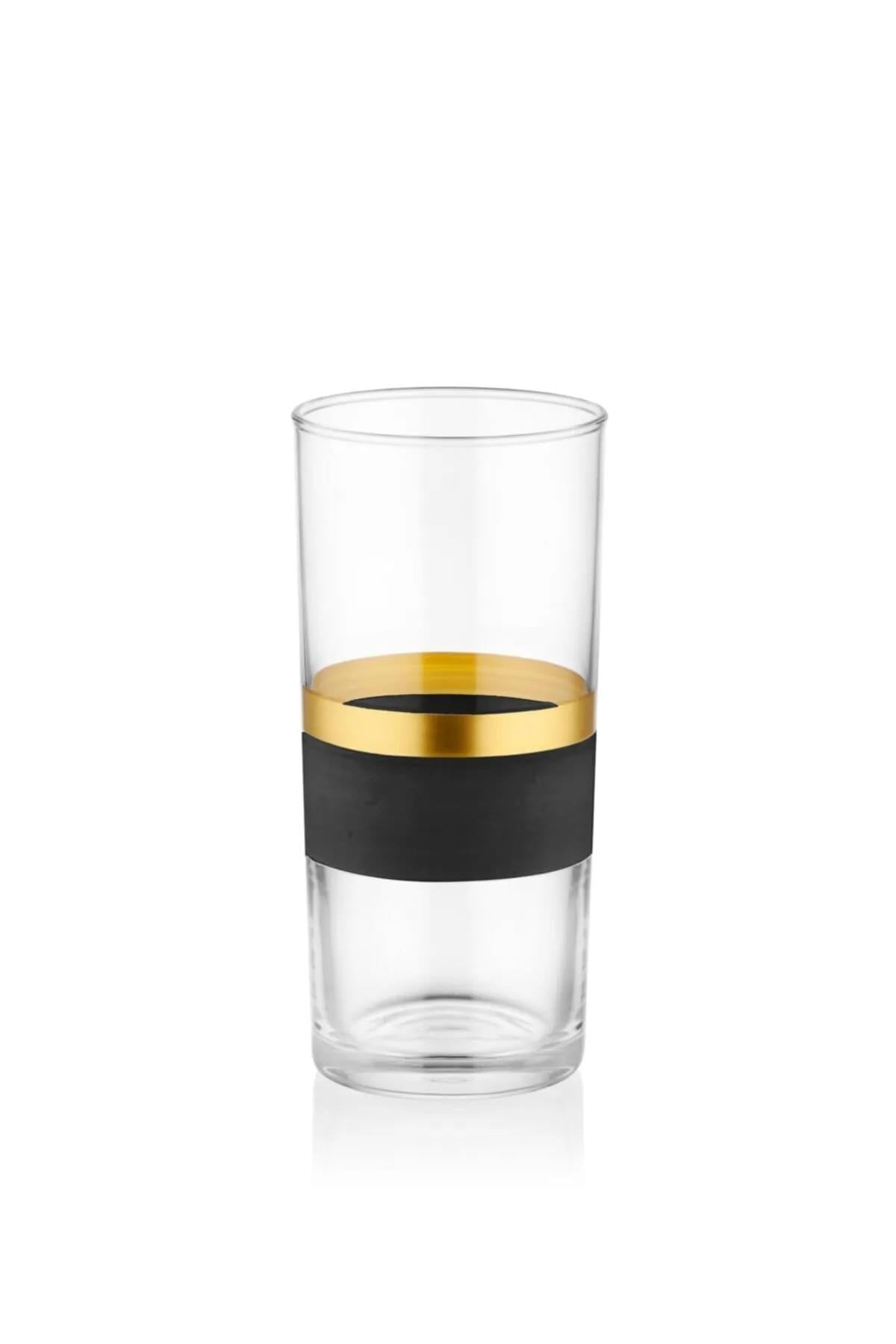 The Mia Glow Rakı Kadehi Siyah Gold 6lı Set GLW0008 