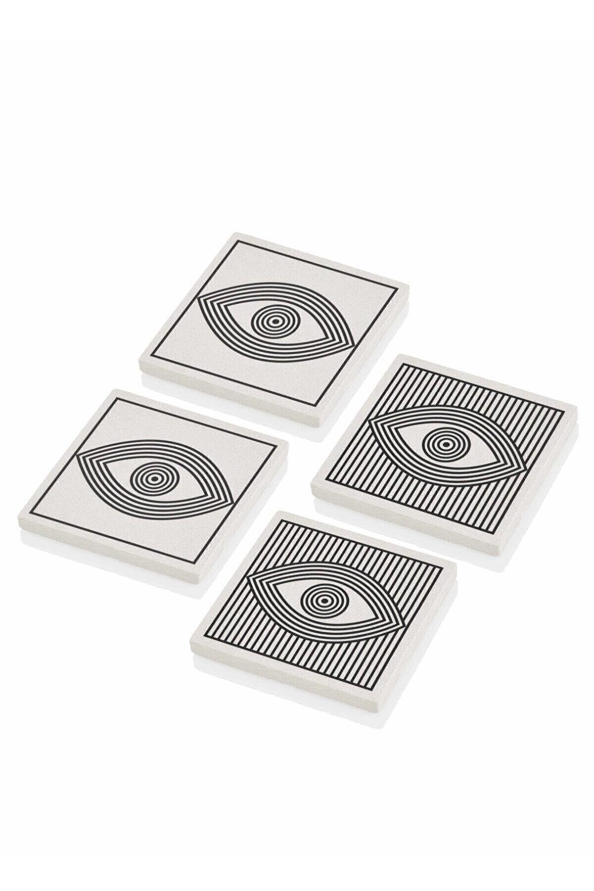The Mia Taş Bardak Altlığı Eye 4lü Set Brk0076 