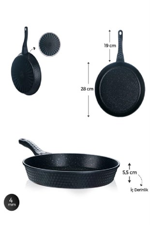 ACAR Diamante Siyah Döküm Tava - 28 Cm XDD-22-0038/12 