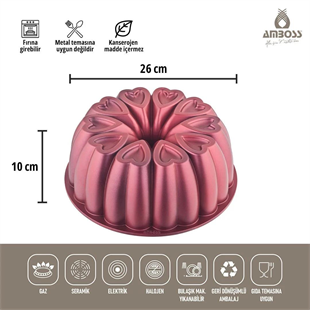 Amboss Ametist Döküm 26 Cm Kek Kalıbı Kırmızı Ame-7715 