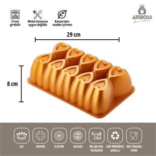 Amboss Ametist Döküm Kek Baton Kalıbı 26 Cm Sarı Amba-0069 