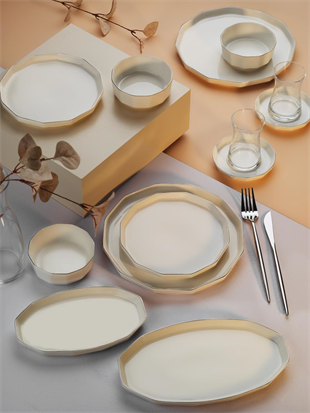 Aryıldız Ar248928 Sc Amber Platin Porselen Kahvaltı Takımı 32 Parça 