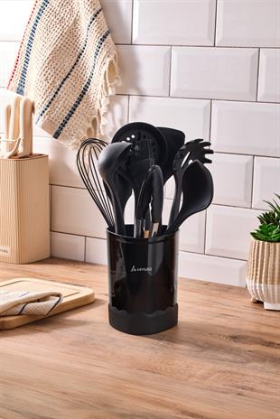 Aryıldız Dailytools Silikon Mutfak Set 10 Parça Ahşap Siyah Ar262986 