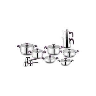 Aryıldız King Purple Mor İdeal Cam Kapak 20 Parça Çelik Çeyiz Seti 