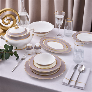 Aryıldız Majestic 60 Parça 12 Kişilik Porselen Yemek Takımı Ar261347 