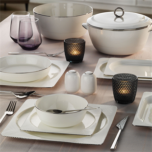 Aryıldız Maria Platin 12 Kişilik 60 Parça Porselen Yemek Takımı Ar251041 