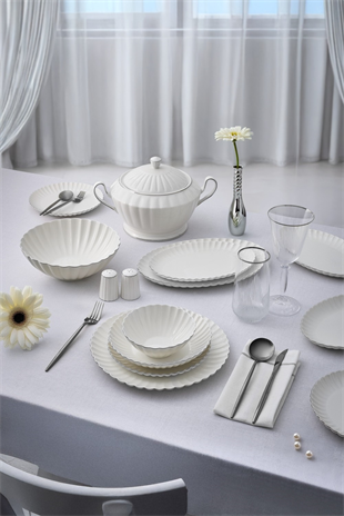Aryıldız Sintra Platin 60 Parça Porselen Yemek Takımı Ar255476 