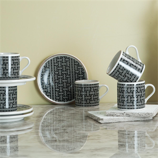 Aryıldız Tarjan 12 Parça 6 Kişilik Porselen Kahve Fincan Takımı 90 ml Ar238226 