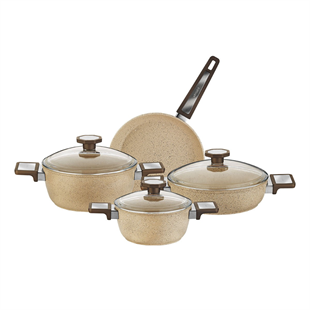 Aryıldız Vortex Cappuccino 7 Parça Granit Tencere Seti Ar260210 