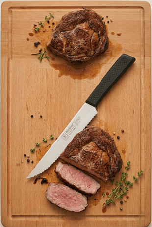 Biftek Et Steak Bıçağı Lazerli Tırtıklı Bıçak Nusretin Et Kesme Bıçağı Sürmene Sürbisa 61107 
