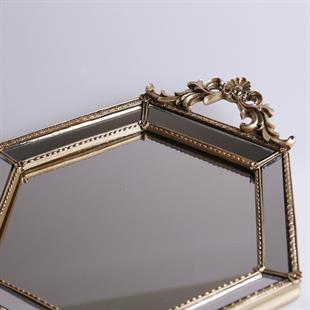 By Selim Altıgen Aynalı Tepsi Altın Stps 108alt70rs 