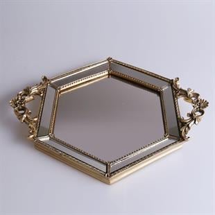 By Selim Altıgen Aynalı Tepsi Altın Stps 108alt70rs 