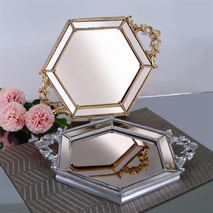 By Selim Altıgen Aynalı Tepsi Gümüş STPS 108GMS70RS 