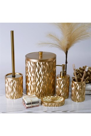 By Selim Artemis Altın 5 Parça Polyester Banyo Seti 