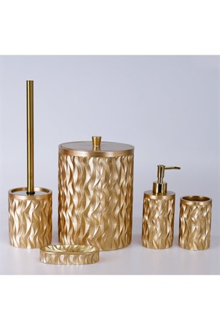 By Selim Artemis Altın 5 Parça Polyester Banyo Seti 