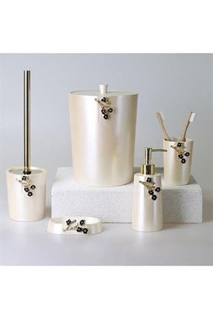 By Selim Bergamo İnci 5 Parça Polyester Banyo Seti 