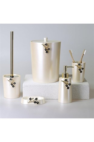 By Selim Bergamo İnci 5 Parça Polyester Banyo Seti 
