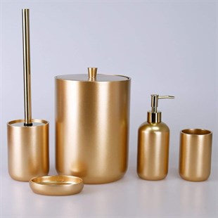 By Selim Elegance Altın 5 Parça Polyester Banyo Seti 