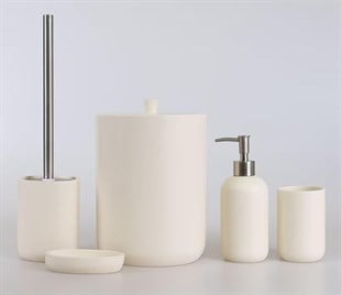By Selim Elegance Krem 5 Parça Polyester Banyo Seti 